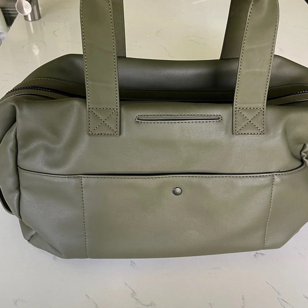 Calpak Olive Green Duffel Weekender Bag with Black Strap
